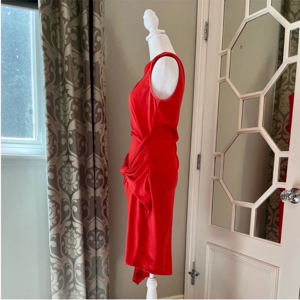 Nordstrom Red Faux Wrap Cotton Dress - Size Medium - Picture 2 of 6